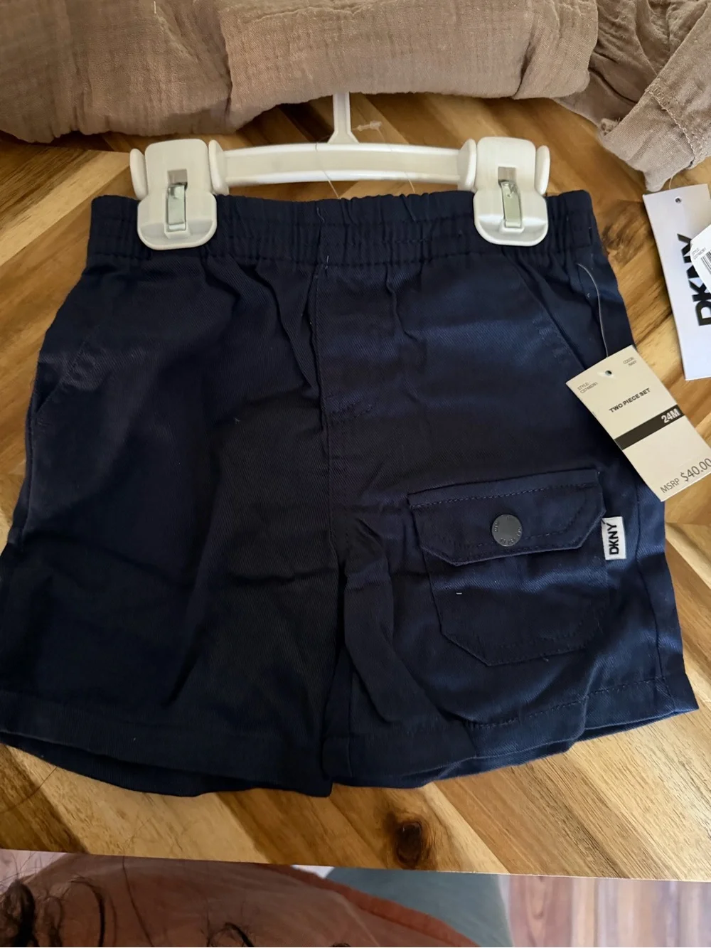 DKNY Brown Button-Front Shirt with Navy Shorts